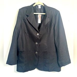 NWT- Gillian Grey Black fully lined 100% Linen Blazer